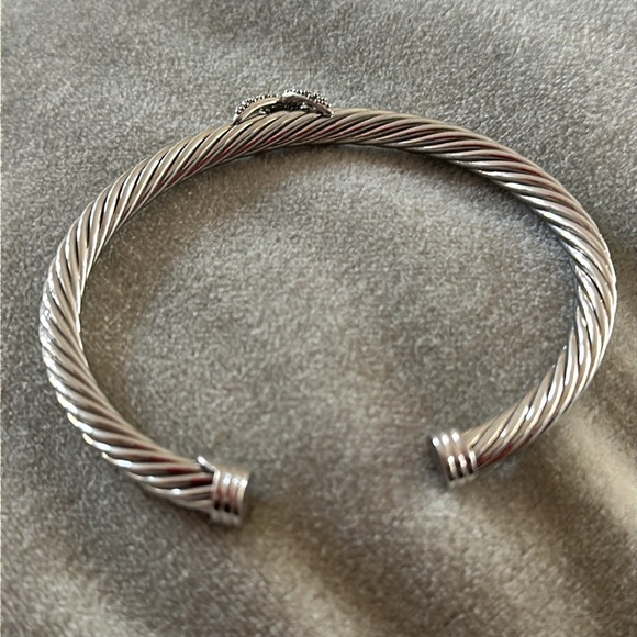 David Yurman Diamond Pave Silver X Cable Bracelet 5mm - Picture 7 of 11